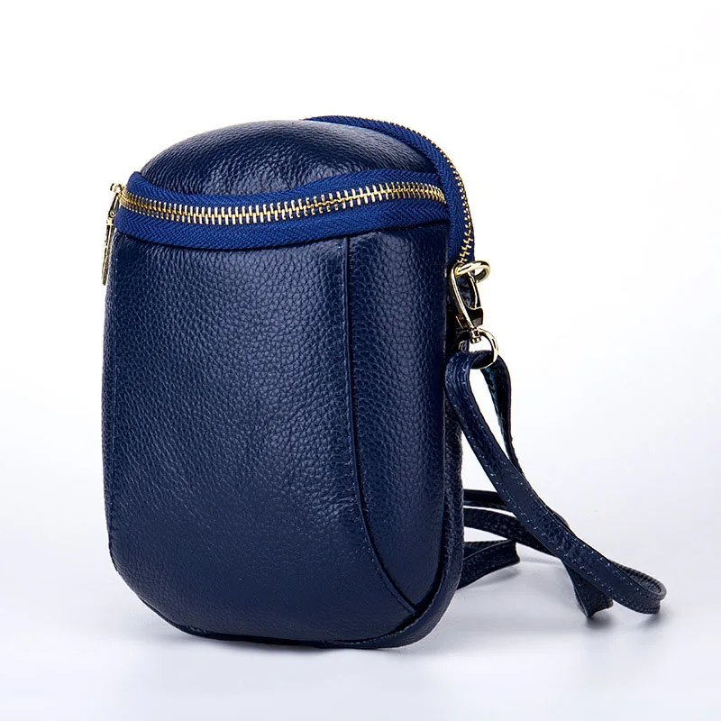 

Genuine Cow Leather Women Small Shoulder & Crossbody Bags Ladies Mini Messenger Bag Double Zipper Pockets Girls Purse For Phone