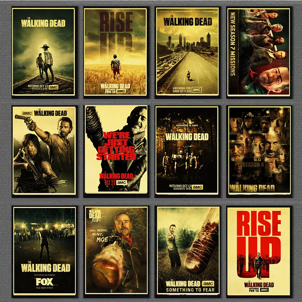 

Walking Dead Season 7 Retro Poster Vintage Kraft Paper Decoration Painting Wall Stickers for home room paintings /bars