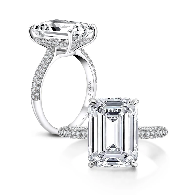 IOGOU класса люкс 6CT 925 Серебряные кольца для женщин из белого золота Цвет