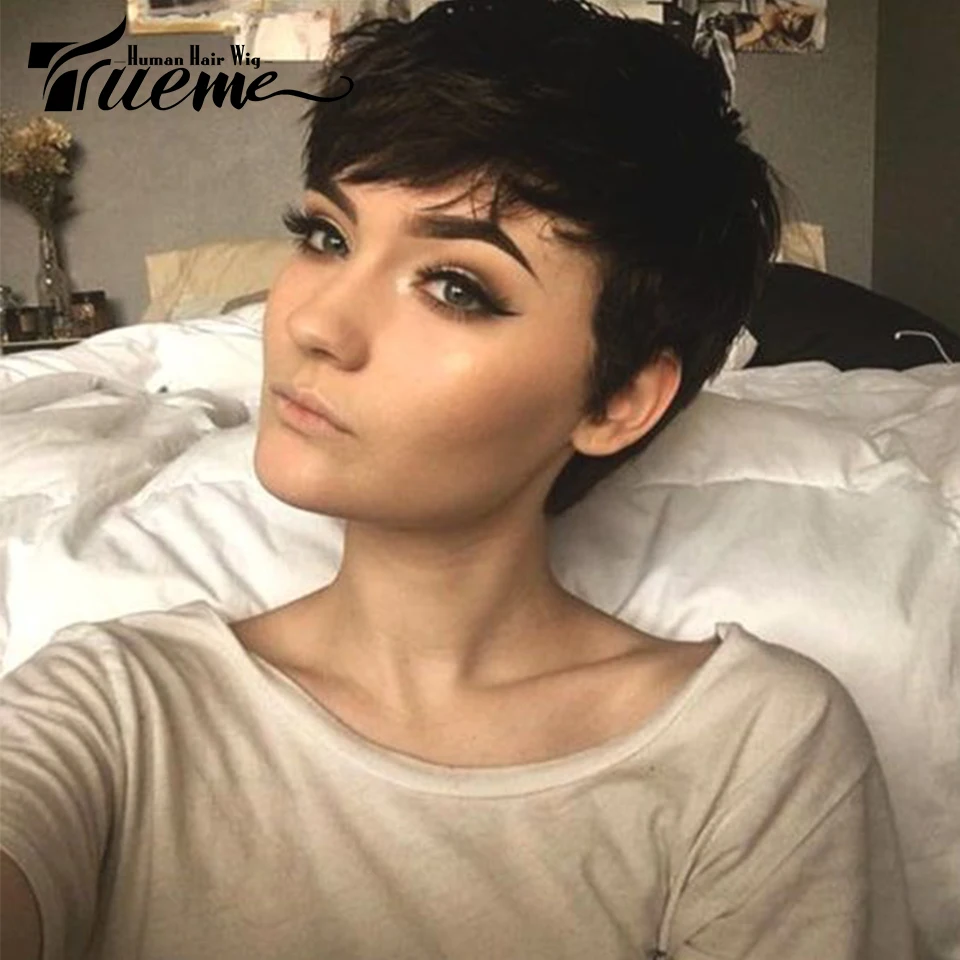 

Натуральные волосы Trueme Омбре, коричневые, красные, 100% человеческие волосы, парики для чернокожих женщин, Бразильские короткие волосы без по...