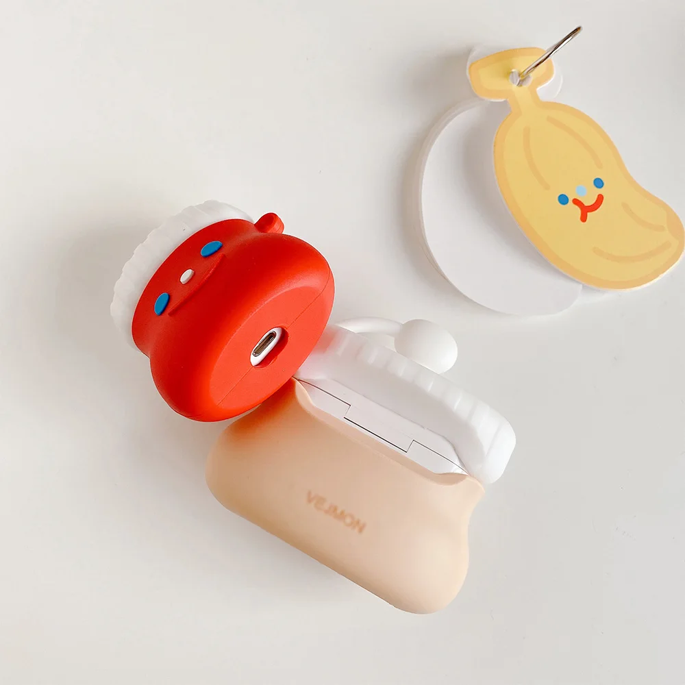 Мультяшный чехол для Airpods Pro 1/2 с изображением пищи пиццы шоколадного соуса кеток