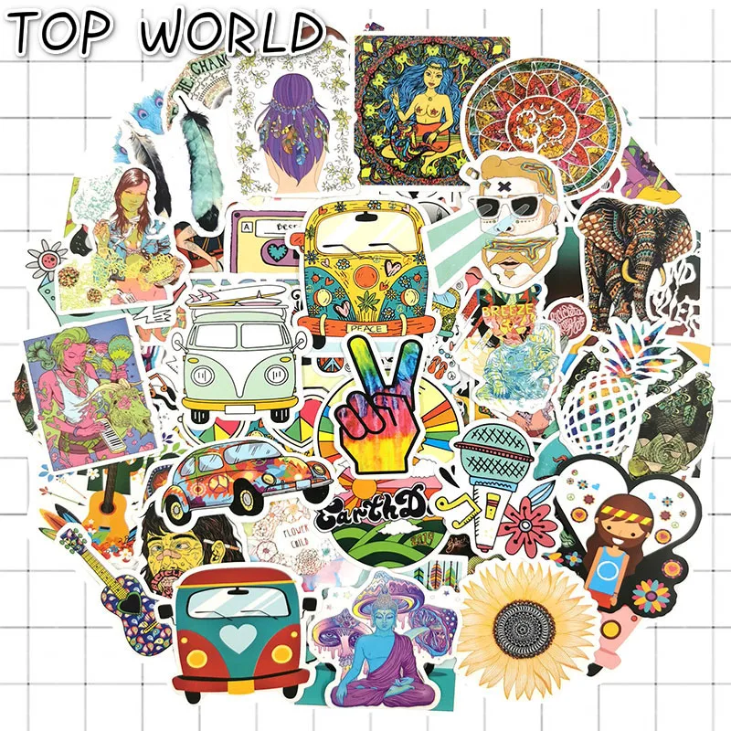 10/100 шт./компл. Ретро Хиппи мультфильм Peace Love Стикеры s для ноутбука гитары доски