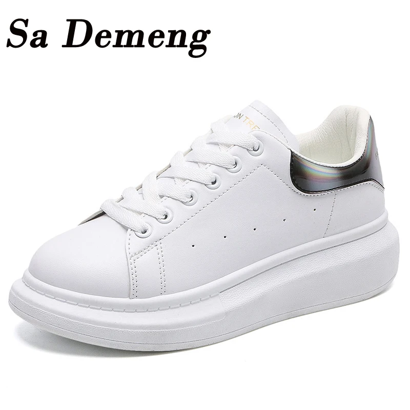 Кроссовки женские на шнуровке Вулканизированная подошва повседневная обувь