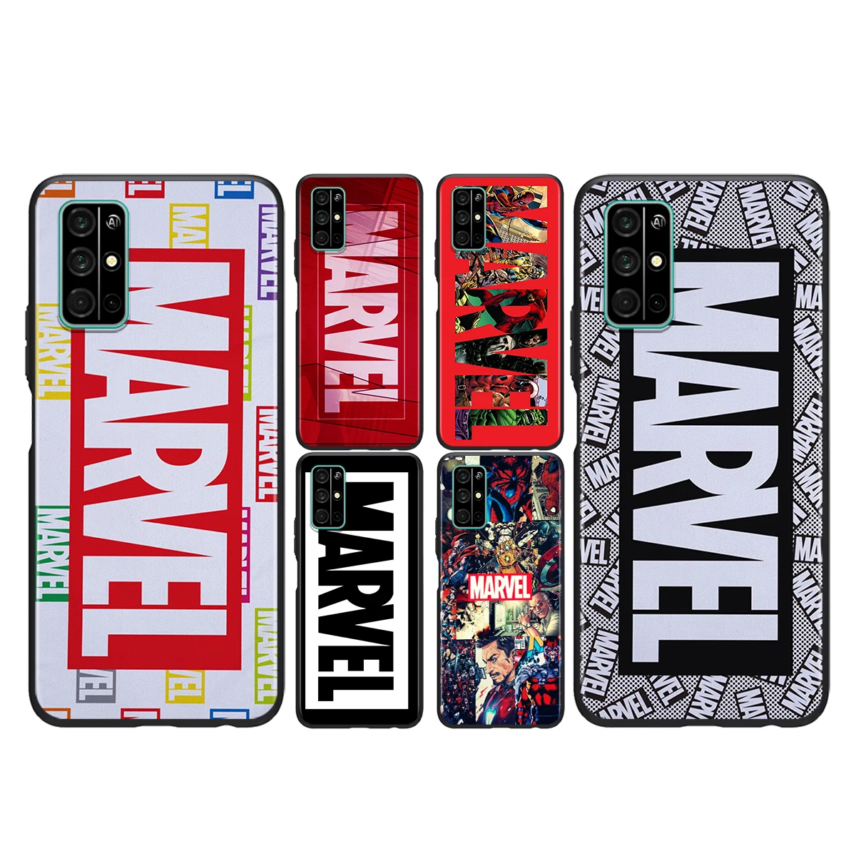 

For Honor 50 SE V30 30i 30S 30 20S 20E 20 V20 Pro 5G Plus Lite Black Phone Case Marvel logo cool Silicone Soft Cover