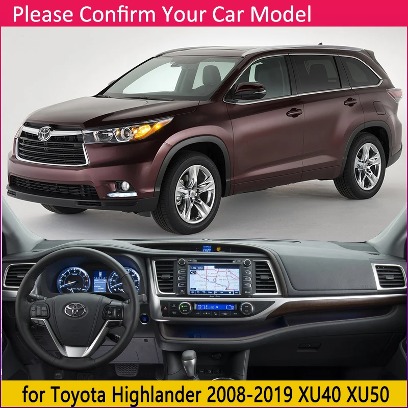 Для Toyota Highlander 2008 ~ 2019 XU40 XU50 Kluger Противоскользящий коврик на приборную панель