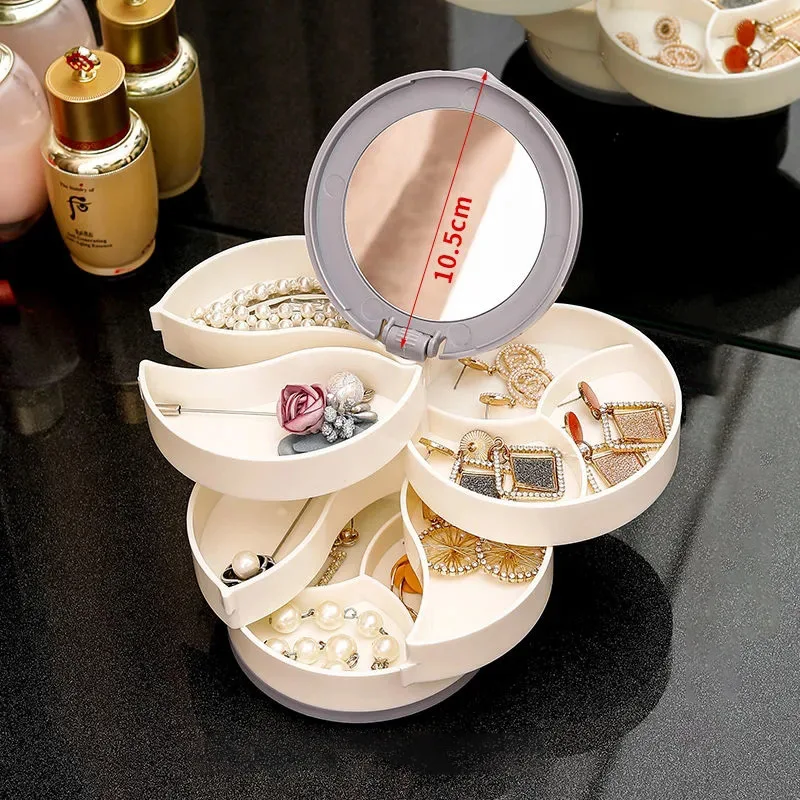 Jewellery Organiser Box Jewellery Storage Case Earring Rings Necklace Large Space Multi-layer Spin Jewellery Cases Holder Women