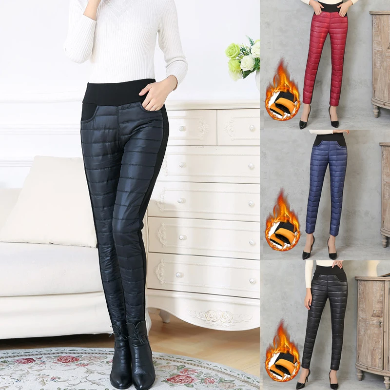 

Зимние брюки с вышивкой, женские модные пуховые хлопковые теплые бархатные брюки, одежда для мам, зимние плотные прямые брюки, большие разме...