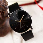 Часы мужские, женские, черные, на кожаном ремешке, с браслетом, повседневные, минималистичные, кварцевые наручные часы, подарки для женщин