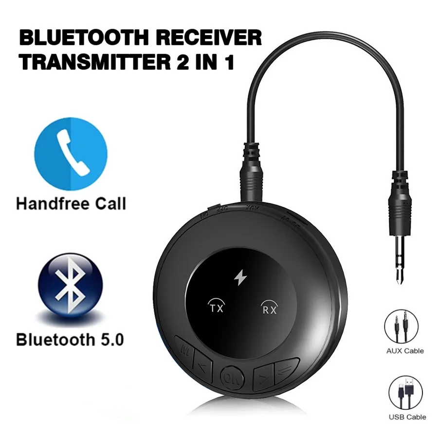 2022 Bluetooth audio receiver transmitter adapter call mic two in one car speaker Bluetooth 5.1