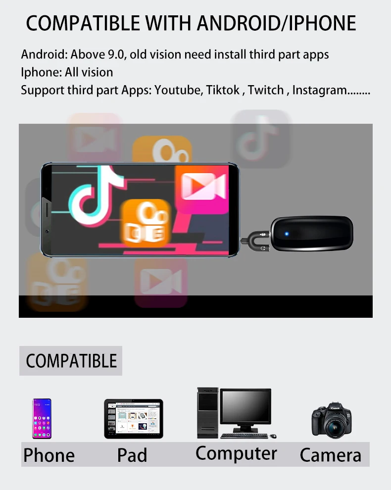 Петличный беспроводной микрофон Savetek UHF петличный записывающее устройство Vlog для