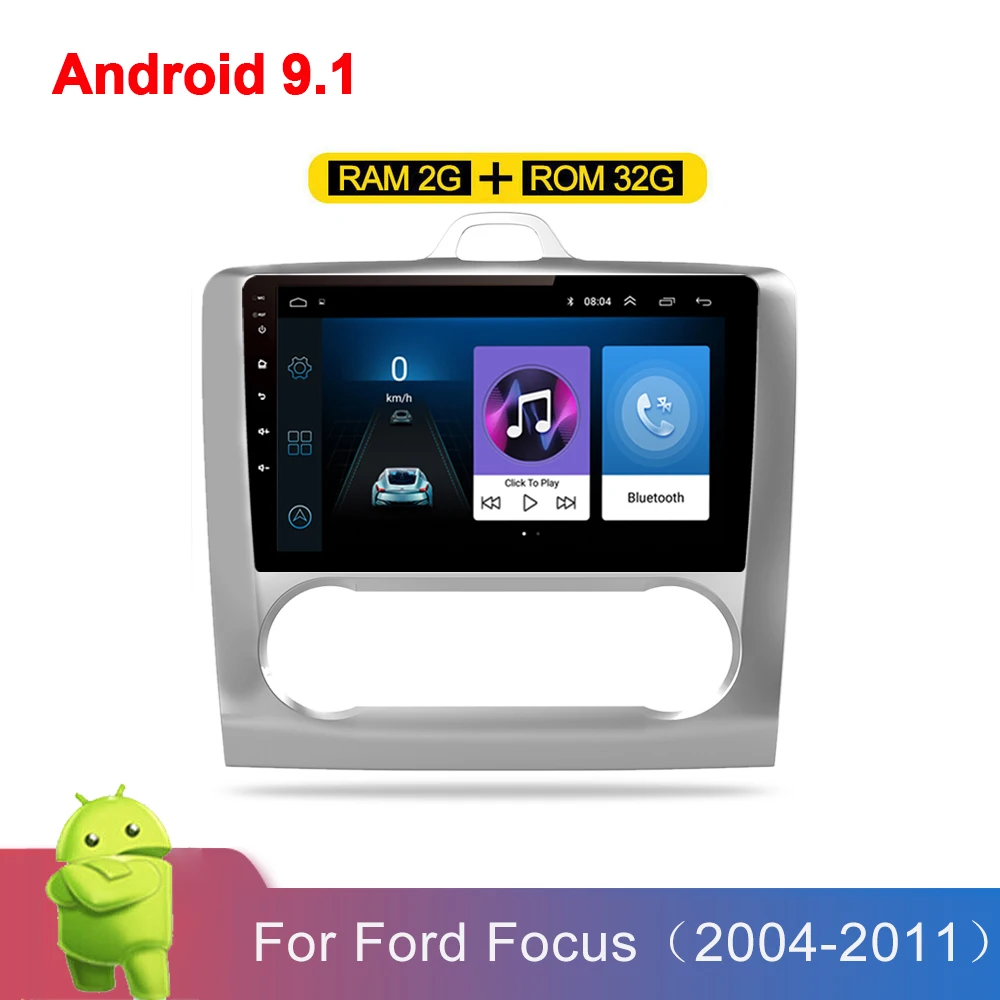 2G + 32G 2din Android 9 1 Автомобильный мультимедийный видео плеер для Ford Focus EXI MT MK2 2004 2011