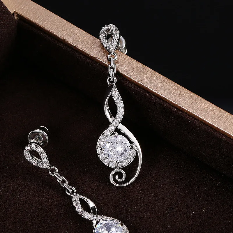 

Fashion New Luxury Musical Note Pendant Drop Earrings For Women Copper Zircon Female Party Wedding Engagement Earring Jewelry
