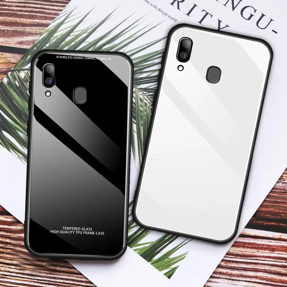 4 Карамельный цвет Стекло задняя крышка чехол для samsung Galaxy A50 A60 A70 A40 A30 A10 S10E S10 S9 S8 плюс A7 A750 красный черный, белый, розовый цвет