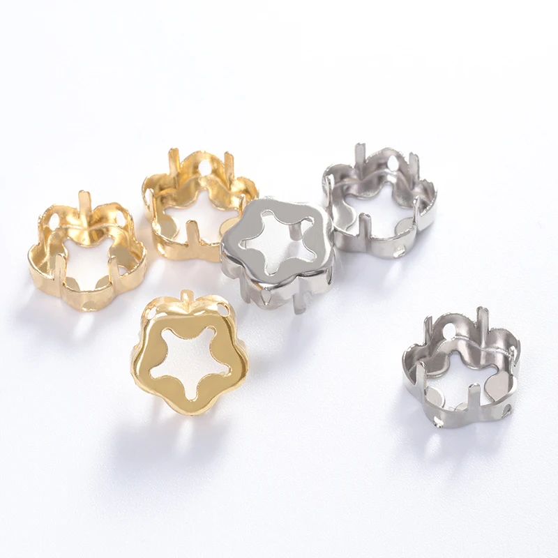 Золотые стразы в форме цветка ажурные утолщенные медные Стразы основание для