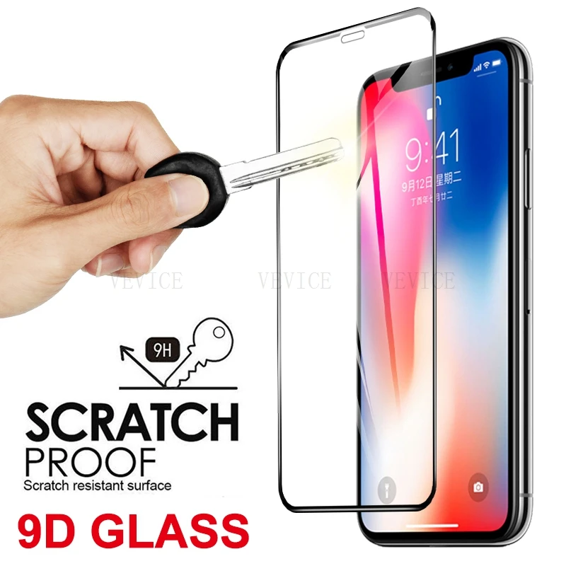 Закаленное стекло для iPhone X XR 11 pro max 9D с полным покрытием защитная пленка экрана