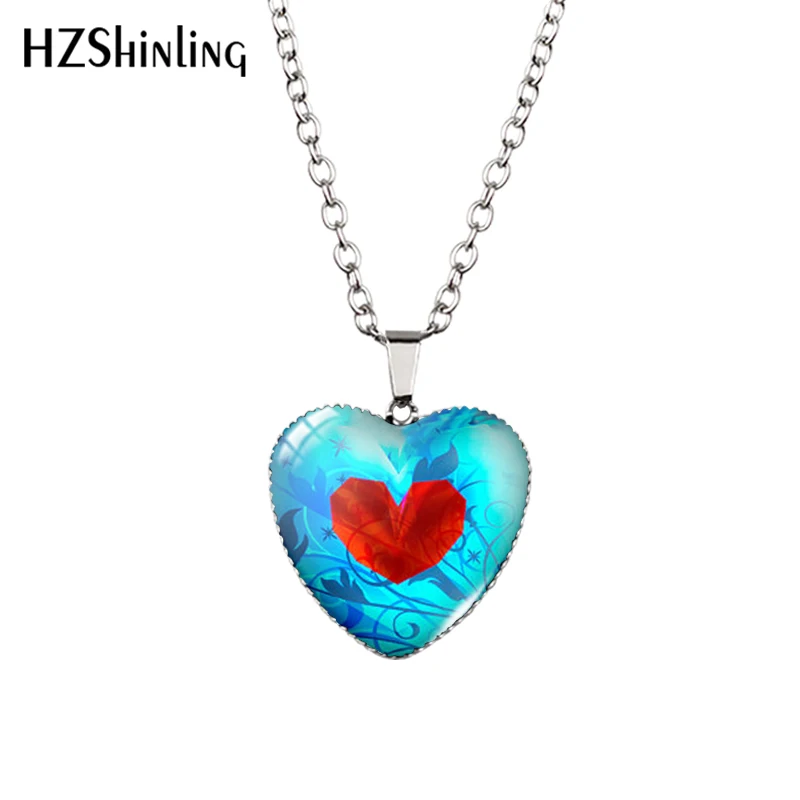 Новый Стекло купол Цепочки и ожерелья ожерелье Красное сердце с художественной