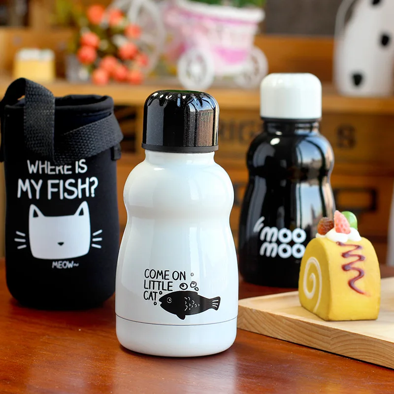 Распродажа 160ml термос чашка бутылка для воды с мультяшным Нержавеющая сталь