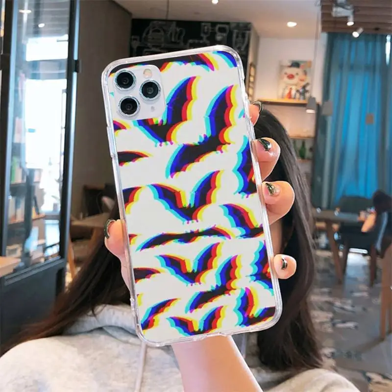 

Bat Skeleton Halloween pattern Phone Case Transparent for iPhone 6 7 8 11 12 s mini pro X XS XR MAX Plus