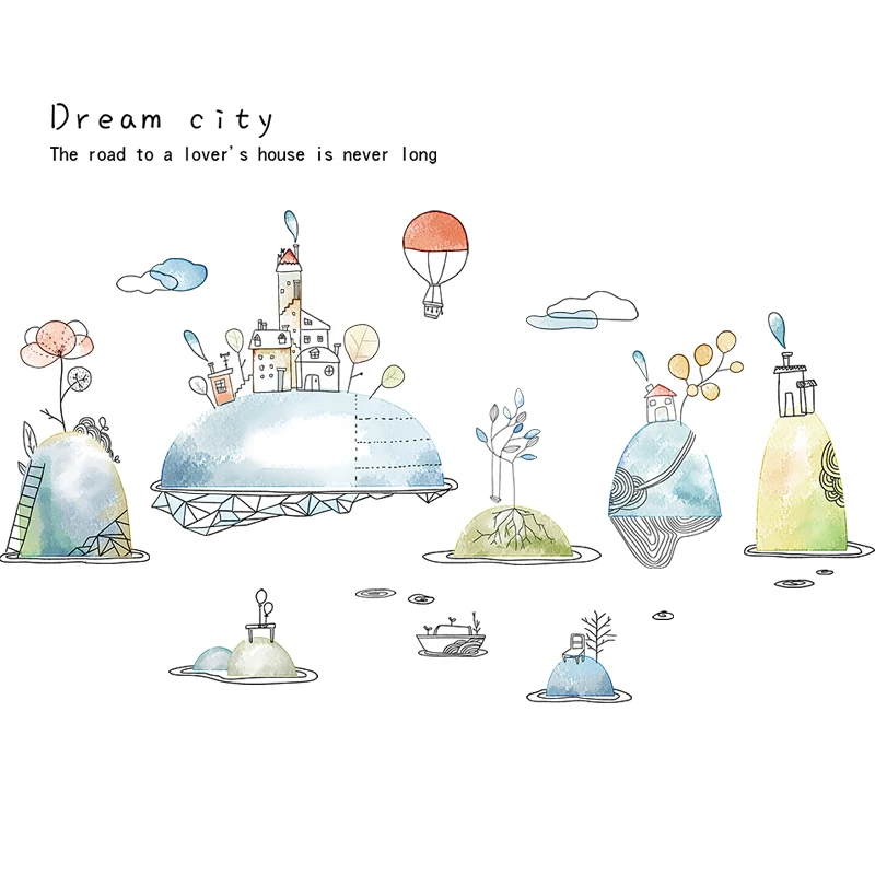 

Creative Building Wall Stickers Dormitory Poster Wallpaper Bedroom Bedside Home Decor Aesthetic Cartoon Self Adhesive Decal