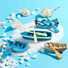 Миниатюрная фигурка лодки и весла, миниатюрный пейзаж, мясистые растения волшебный сад, кукольный дом, миниатюрные садовые инструменты, 1 комплект