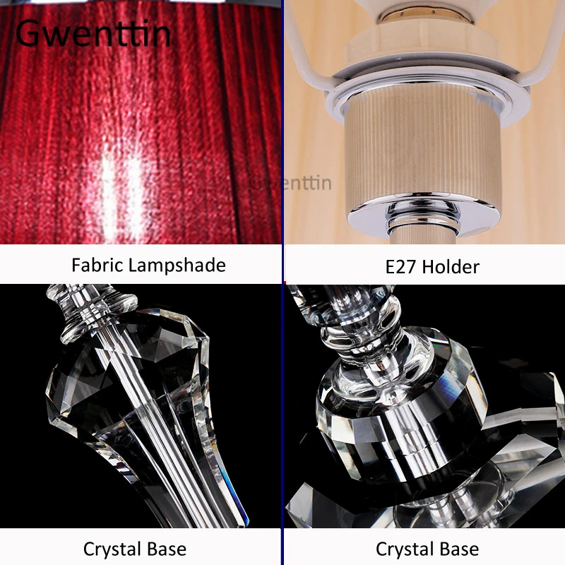 Modern Crystal Table Lamps Led Red Stand Desk Lights for Bedroom Bedside Wedding Lamp Home Decor Luminaire Lighting Fixtures E27 | Освещение