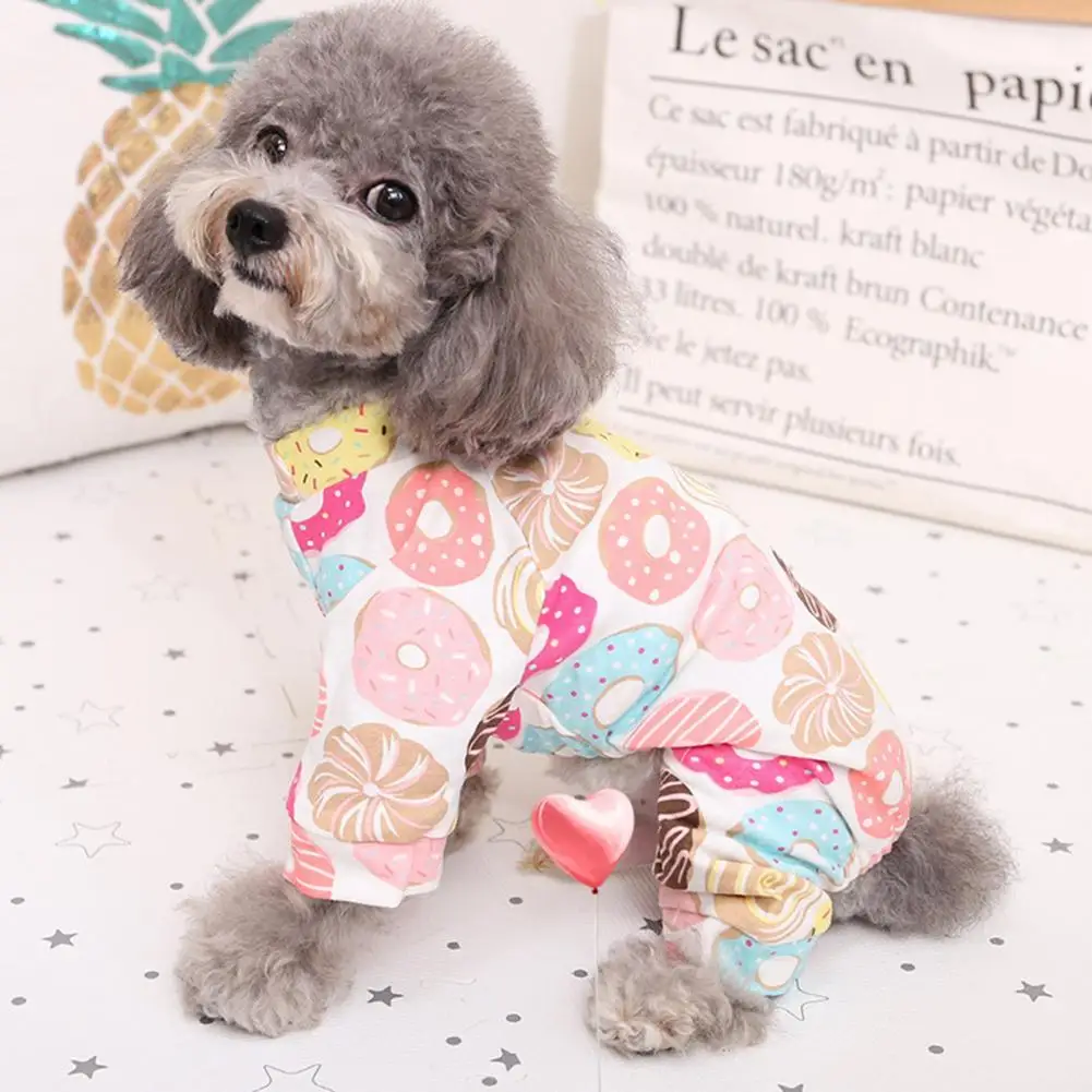 

Floral JumpSuit Soft Air Conditioning Clothes Cotton Puppy Pajamas Pet Nightshirt for Home