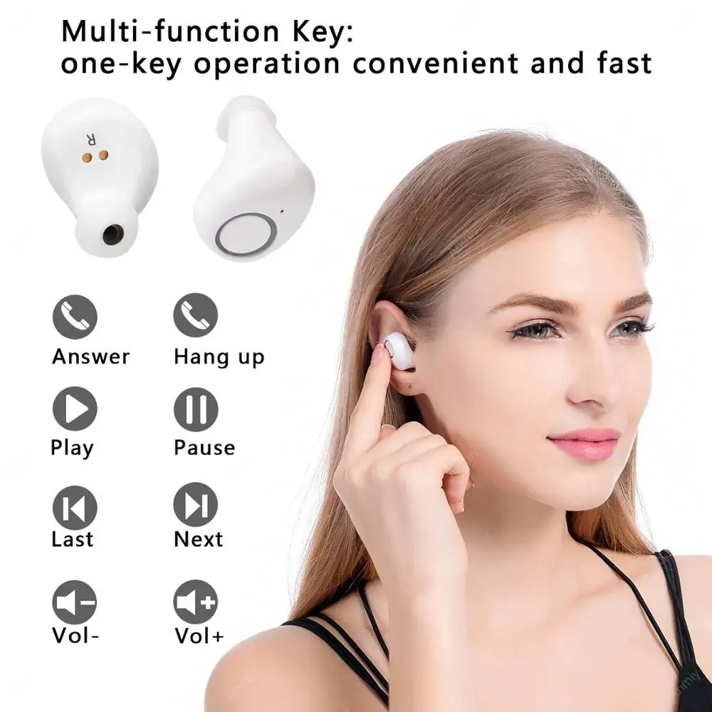 TWS Bluetooth 5 0 наушники микрофон Мини спортивная Гарнитура 3D стерео беспроводные IOS