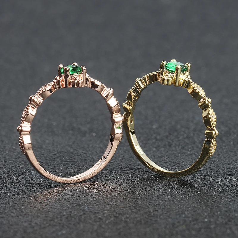 Роскошное простое зеленое кольцо Стразы элегантное очаровательное женское