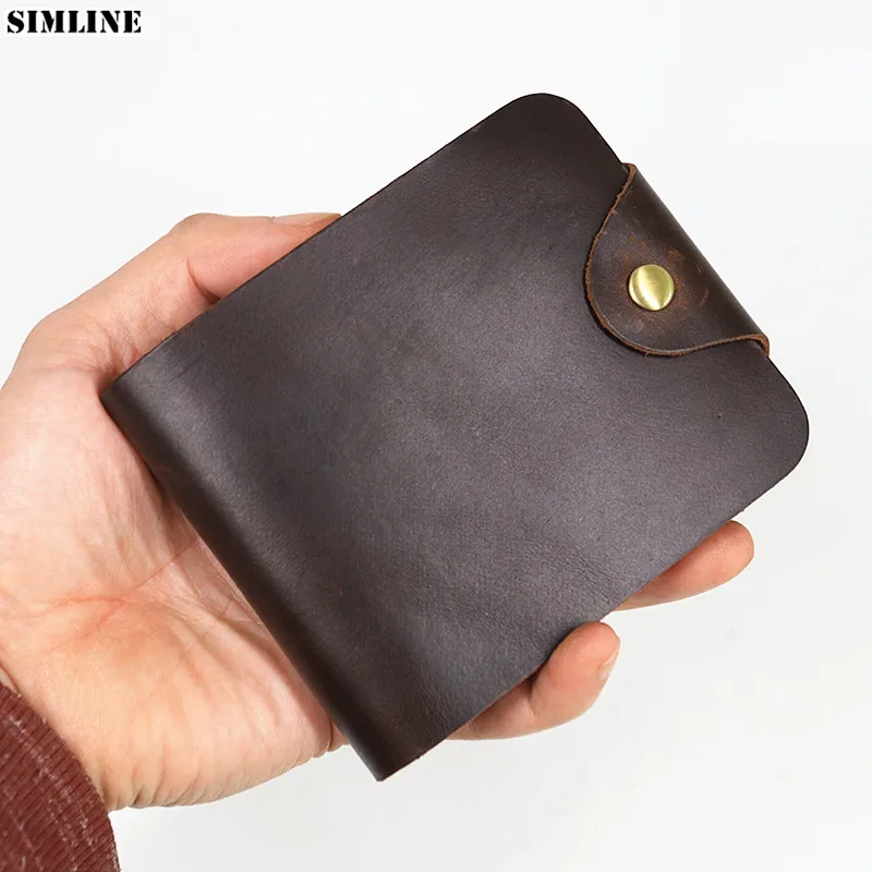 Мужской кошелек из 100% натуральной кожи мужские винтажные Короткие Кошельки