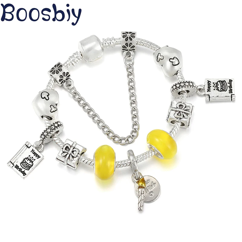 

2021 новый дизайн, Посеребренная цепочка змеи, браслет с подвесками на день рождения, подвески для женщин, детей, ювелирные изделия на день рож...