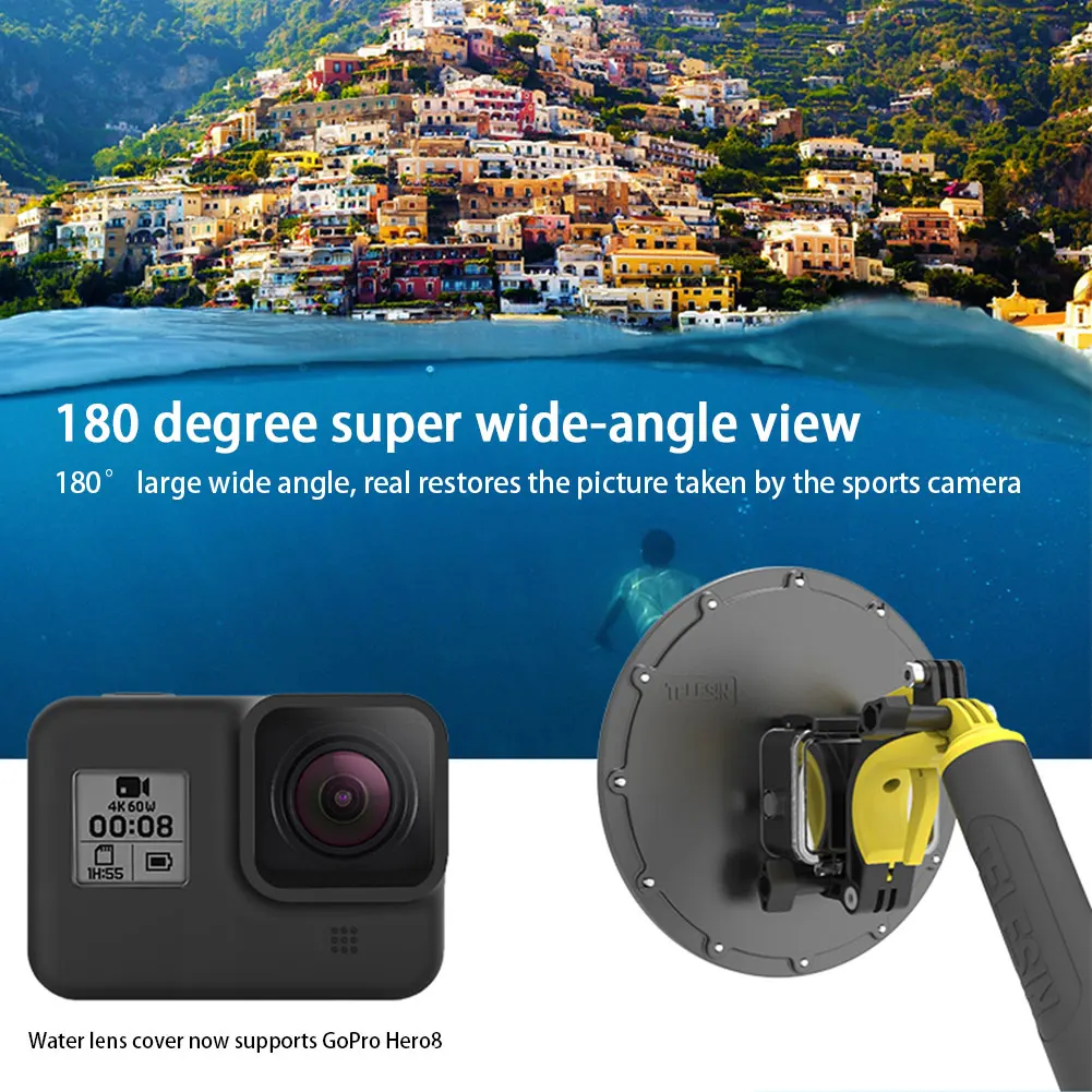 

For Hero8 DOME Diving Mask Water Lens Hood Underwater Shot Protection Ball Water Mask Camera Lens Transparent Cover Accessories