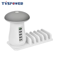 multi port usb quick charge qc3 0 fast charger station for iphone ipad usb charging dock mushroom led lamp 5v 2 1a eu us