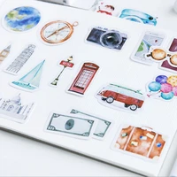 free shipping 56boxes travel street sign camera decorative stationery mini stickers scrapbooking diy diary album journal lable