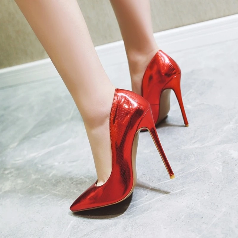 

Taoffen Women Pumps 4 Colors Fashion Pointed Toe Shoes Women High Heels Leather Pattern Party Office Lady Zapatos Size 33-48