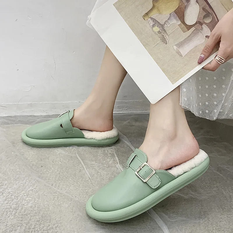 Брендовые зимние женские винтажные кожаные туфли Дизайнерские шерстяные