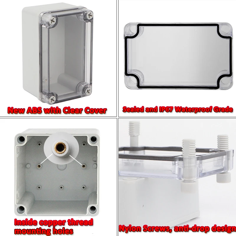 Прозрачная коробка IP67 из АБС пластика водонепроницаемая распределительная