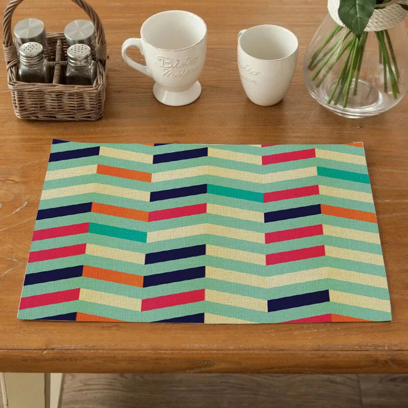 

Fuwatacchi Colorful Geometric Stripe Placemats for Dining Table Mats Home Party Tableware Napkins Kitchen Decoration Accessories
