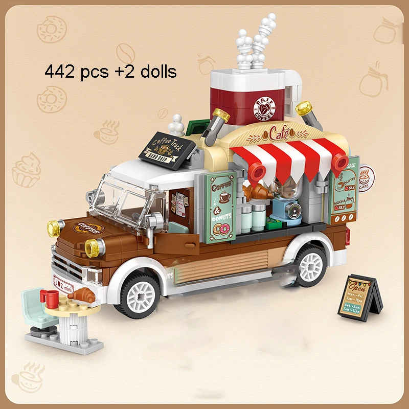 

500pcs+ LOZ Restaurant Car Style Series Street View Model Building Blocks 2 Minifigure Girl Toy For Kids Birthday Christmas Gift