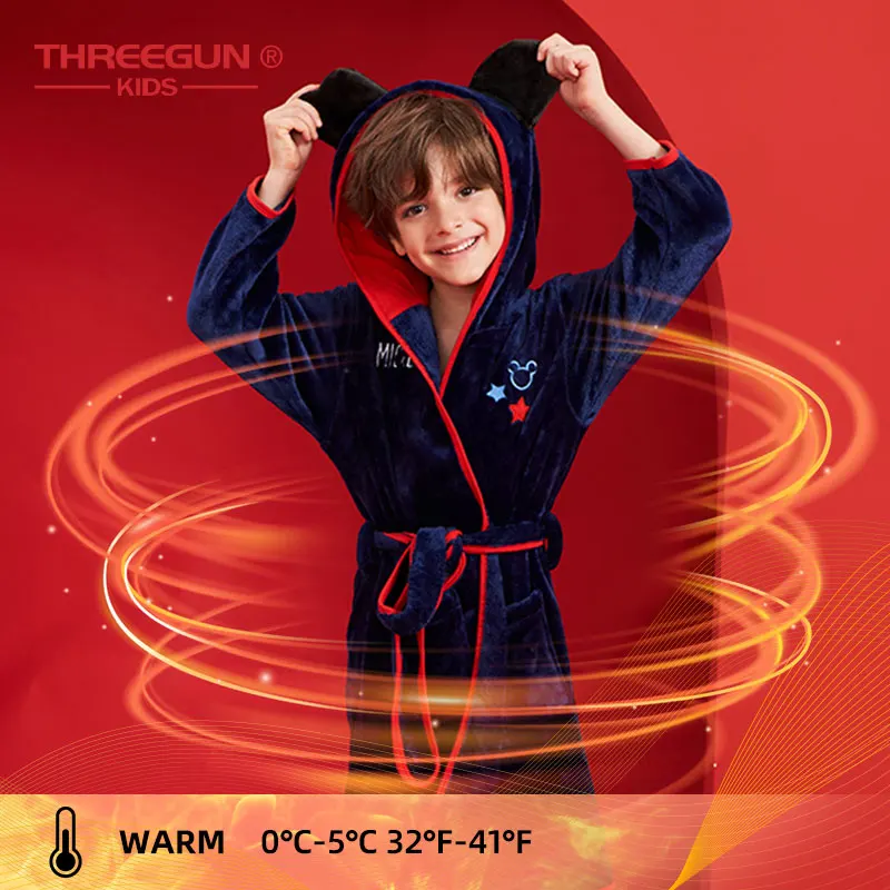 Детский фланелевый Халат THREEGUNKIDS x Disney домашняя одежда зимний теплый банный халат
