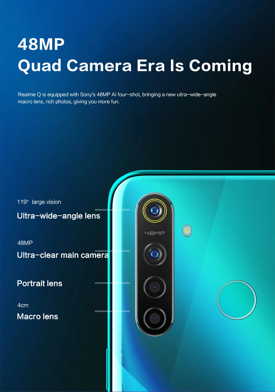Realme Q мобильный телефон 6,3 дюймов Snapdragon 712 AIE Восьмиядерный 48мп четырехъядерный камера VOOC 20 Вт быстрое зарядное устройство 4035 мАч Android смартфон