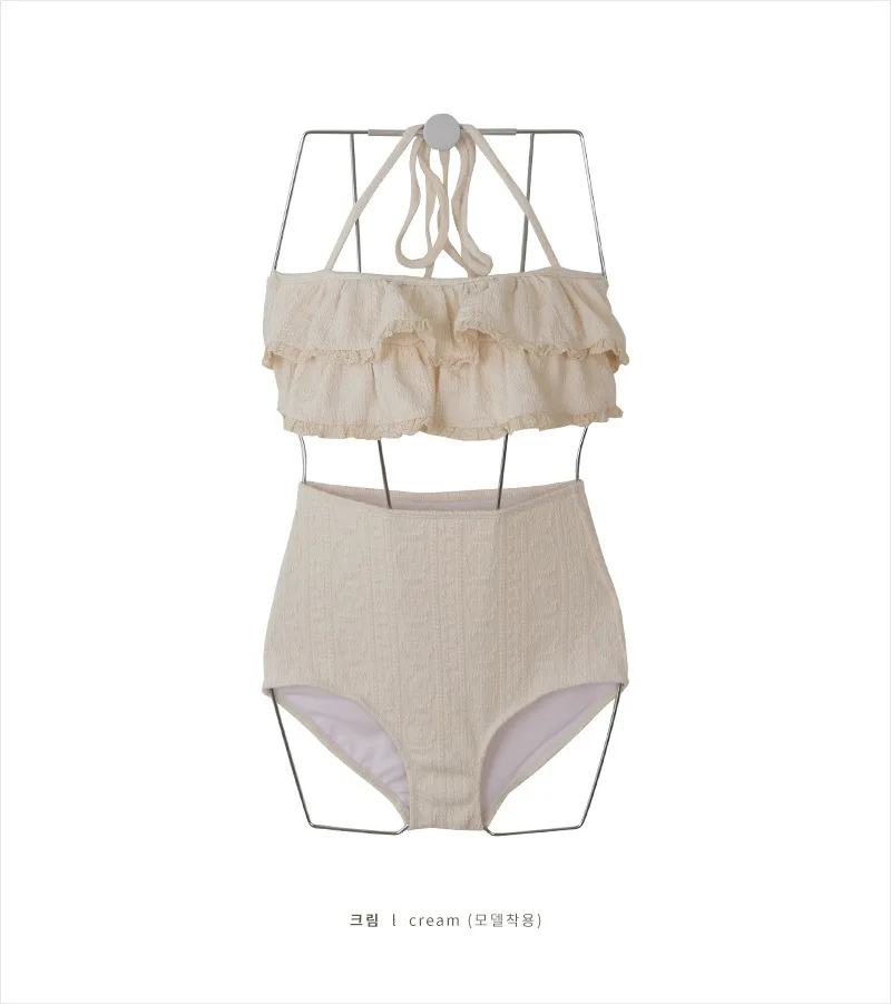 

Women Swimwear And Beachwear Bikini 2021 Plus Size Beach Fashion Swimsuit Korean High Waist Sexy Split Hot Print Polyester