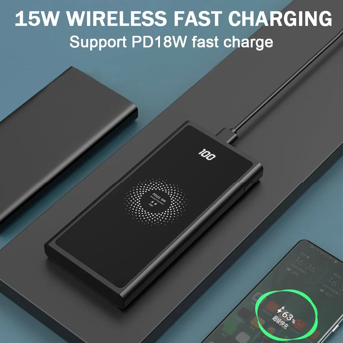 Power Bank 20000mAh bank PD3.0 QC 3.0 Fast wireless Charger For iPhone 12 Pro max Portable xiaomi Samsung | Электроника