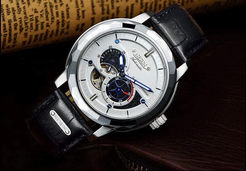 Швейцарские Топ люксовый бренд NESUN Skeleton Tourbillon часы для мужчин автоматические мужские часы 100 м водонепроницаемые спортивные часы relogio N9810-3