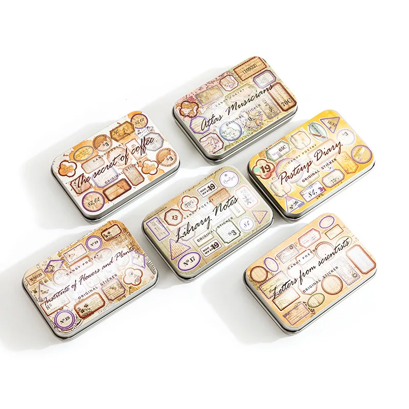 Mengtai 40pcs Vintage Coffee password Decorative Tin box Sticker Scrapbooking diy Label Diary Album Antique Journal Stationery | Канцтовары