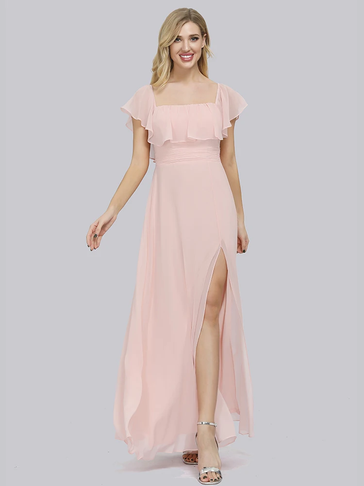 Розовое платье подружки невесты с вырезом лодочкой размера плюс Vestidos De Soriee XUCTHHC