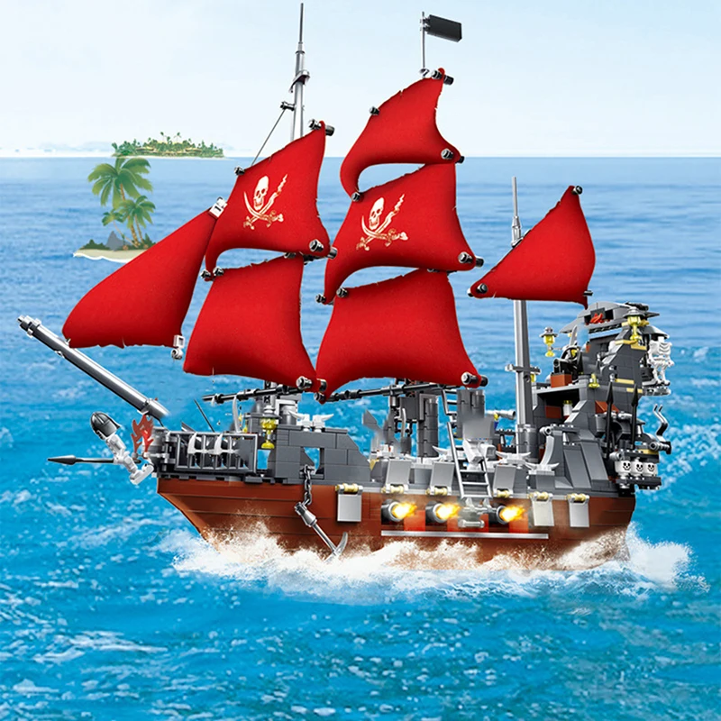 

1125 PCS Black beard Ship Model building blocks bricks Creative Expert Pirates of Caribbean Ghost Corsair skull Pearl kids toys