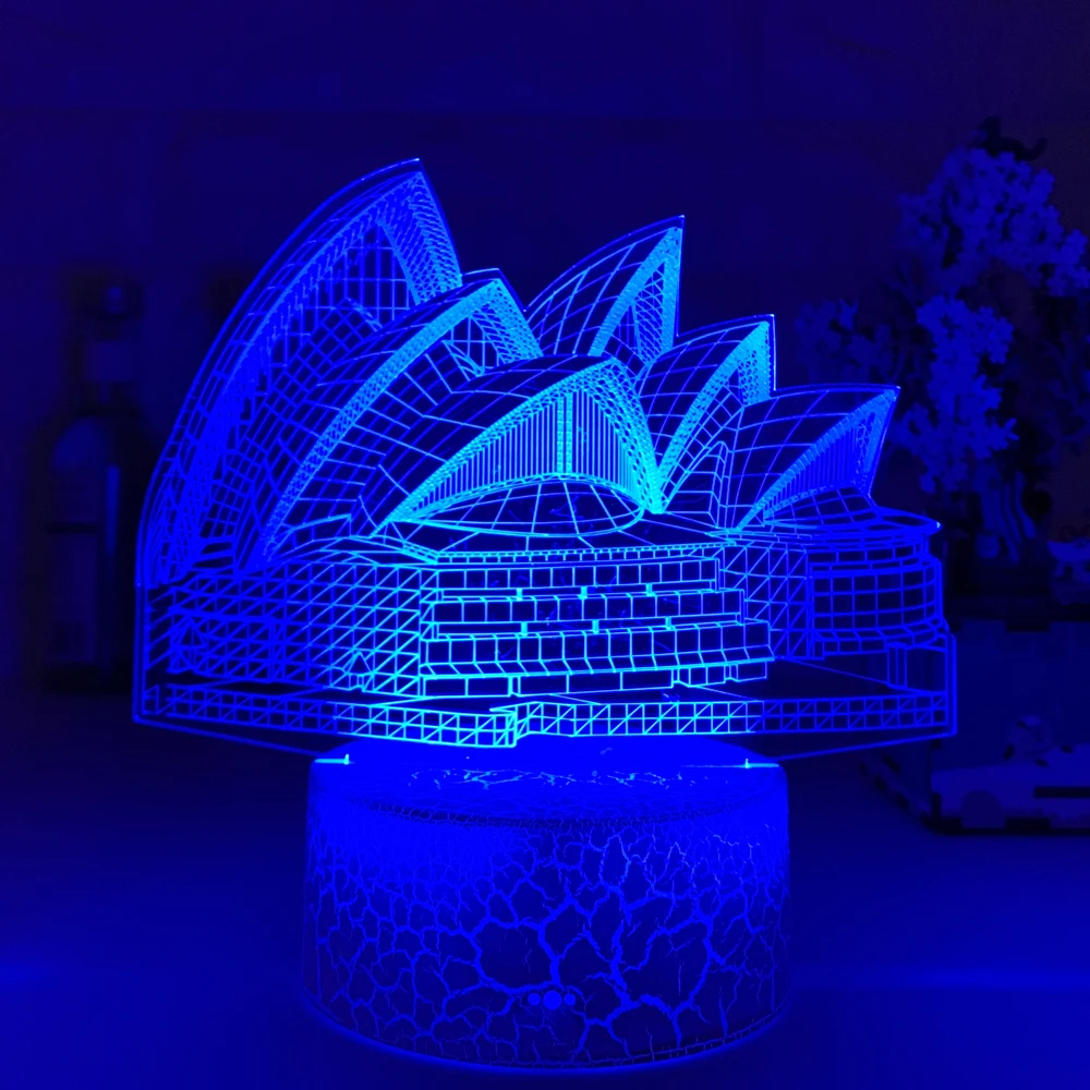 

New Sydney Opera House 3d Illusion Led Baby Night Light Color Changing Bedroom Decor Lights Unique Birthday Gift Table Usb Lamp