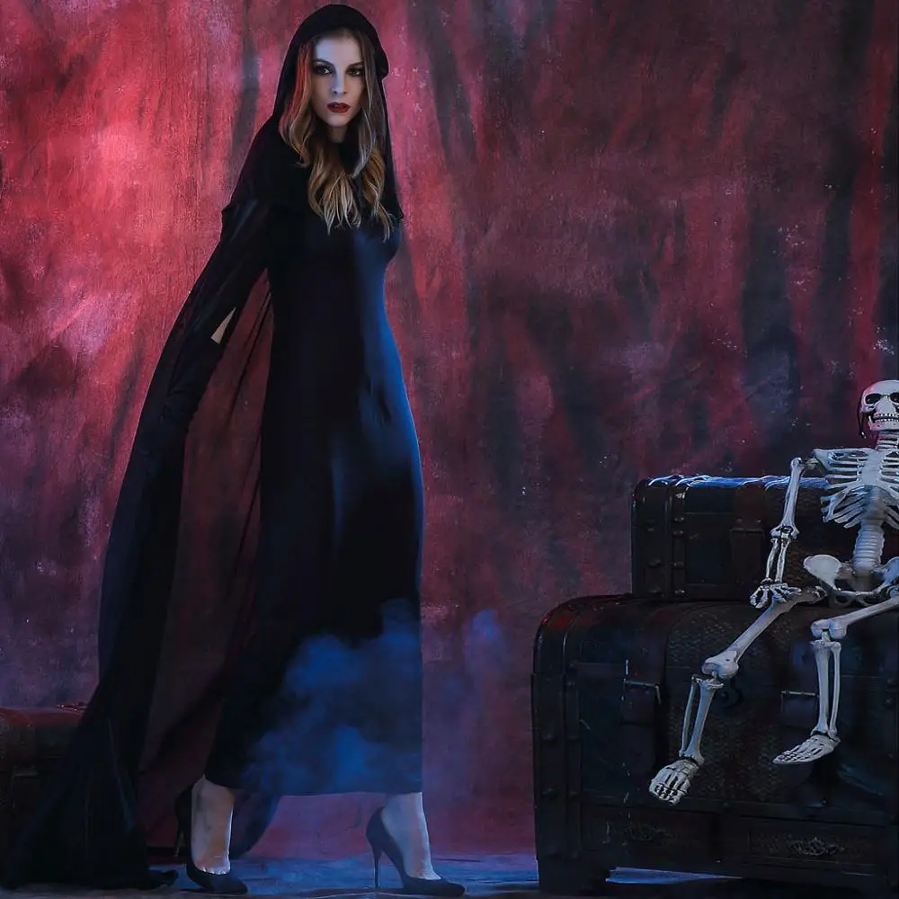 Женское длинное платье на Хэллоуин костюм для косплея винтажный вампира ужаса