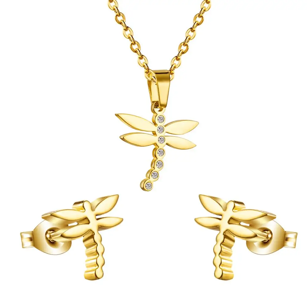 Комплект свадебных украшений LUXUKISSKIDS Dragonfly колье с фианитом серьги свадебный