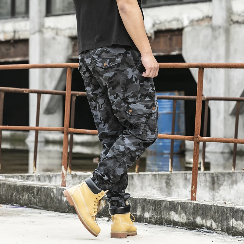 Осенние уличные мужские камуфляжные брюки карго с несколькими карманами для